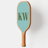 Moderne Blaugrüne Monogramm-Initialen Personalisie Pickleball Schläger (Links)