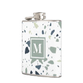 Moderne Blaugrüne Terrazzo-Marmor-Monogramm Flachmann (Links)