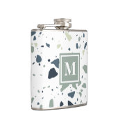 Moderne Blaugrüne Terrazzo-Marmor-Monogramm Flachmann (Rechts)
