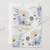 Moderne bläulich gepresste Wildblumen Hochzeit Einladung (Rückseite)