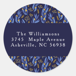 Moderne bläuliche Hanukkah-Rücksendeadresse Runder Aufkleber