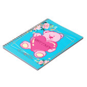 Moderne blaurosa Blütenblume zurück zu Bärenmädche Notizblock (Linke Seite)