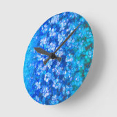 Moderne, blauweiße Abstrakte Aquarellfarben Blume Runde Wanduhr (Winkel)