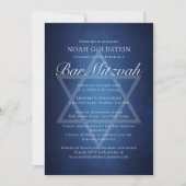 Moderne Blauweiße Typografie Formal Bar Mitzvah Einladung (Vorderseite)
