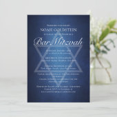 Moderne Blauweiße Typografie Formal Bar Mitzvah Einladung (Stehend Vorderseite)