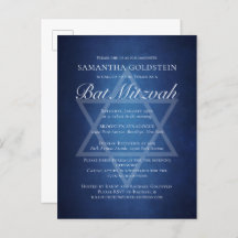 Moderne blauweiße Typografie Formal Bat Mitzvah