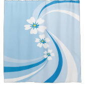 Moderne Blauwellen mit Sakura-Blume Duschvorhang (Vorderseite)