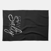 Moderne Bleibe salty Typografie Christlich Black Geschirrtuch (Horizontal)
