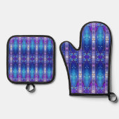 Moderne Bleiglasfenster Ofenhandschuh & Topflappen-Set (Vorderseite)