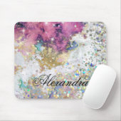 Moderne Bling Glitzern Glitzer Gold Galaxy Stars Mousepad (Mit Mouse)