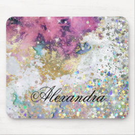 Moderne Bling Glitzern Glitzer Gold Galaxy Stars Mousepad