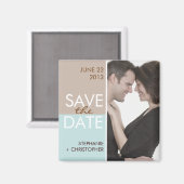 Moderne Blöcke Save the Date braun und Aquamarin Magnet (Vorderseite/Rückseite)