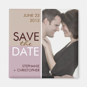 Moderne Blöcke Save the Date Brown u. Lavendel Magnet