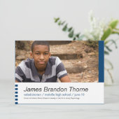 Moderne Blocks in Blue 2 Foto Abschluss laden ein Einladung (Stehend Vorderseite)