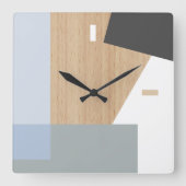 Moderne Blockstreifen Musterkunst auf Imitaten Hol Quadratische Wanduhr (Vorderseite)