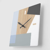 Moderne Blockstreifen Musterkunst auf Imitaten Hol Quadratische Wanduhr (Winkel)