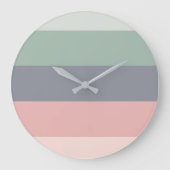 Moderne Blockstreifen pastellfarbenes Muster Große Wanduhr (Vorderseite)