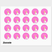 Moderne Blonde Silhouette Sticker-Pink Runder Aufkleber (Blatt)