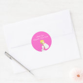 Moderne Blonde Silhouette Sticker-Pink Runder Aufkleber (Umschlag)