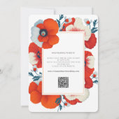 Moderne Blooms helle Red Floral Qr Code Hochzeit Einladung (Rückseite)