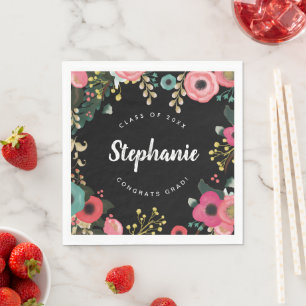 Moderne Bloral Custom Graduation Party Serviette