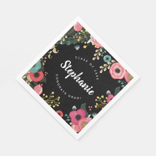 Moderne Bloral Custom Graduation Party Serviette (Ecke)