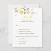 Moderne Bloral Wedding RSVP Card - Senf Karte (Vorderseite)