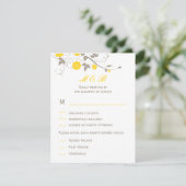 Moderne Bloral Wedding RSVP Card - Senf Karte (Stehend Vorderseite)