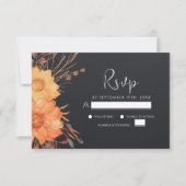 Moderne Blorfall Black Wedding RSVP Karte (Vorderseite)