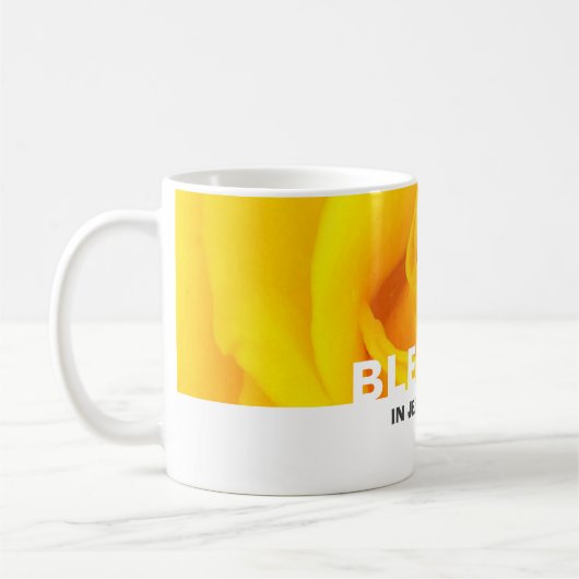 Moderne blorgelbe Rose BLESSED Kaffeetasse (Links)