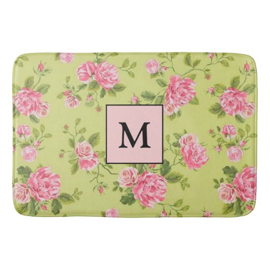 Moderne blorgrüne Rose Badematte (Vorderseite)