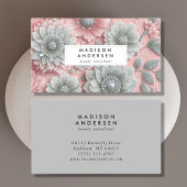 Moderne blorrosa graue Wildblume Visitenkarte
