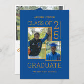 Moderne Blue 3 Fotos Klasse mit 25 Absolventen Einladung (Vorne/Hinten)