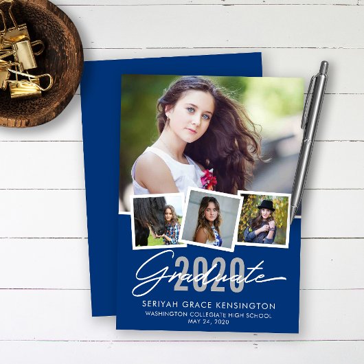 Moderne Blue Abschluss Class of Foto Ankündigung