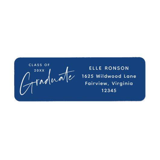 Moderne Blue Abschluss Rücksendeadresse (Vorne)