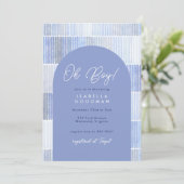 Moderne Blue Abstrakt Arch Boy Baby Dusche Einladung (Stehend Vorderseite)