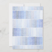 Moderne Blue Abstrakt Arch Boy Baby Dusche Einladung (Rückseite)