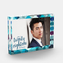 Moderne Blue Abstrakt Graduate Class of Foto Block