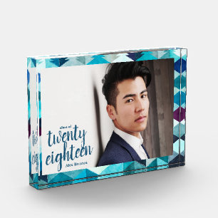 Moderne Blue Abstrakt Graduate Class of Foto Block