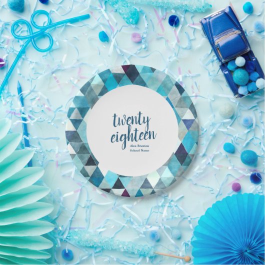 Moderne Blue Abstrakt Graduation Party Teller (Party)