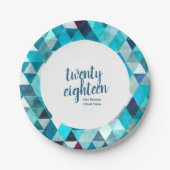 Moderne Blue Abstrakt Graduation Party Teller (Vorderseite)