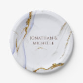 Moderne Blue and Gold Abstract Design Wedding Pappteller (Vorderseite)