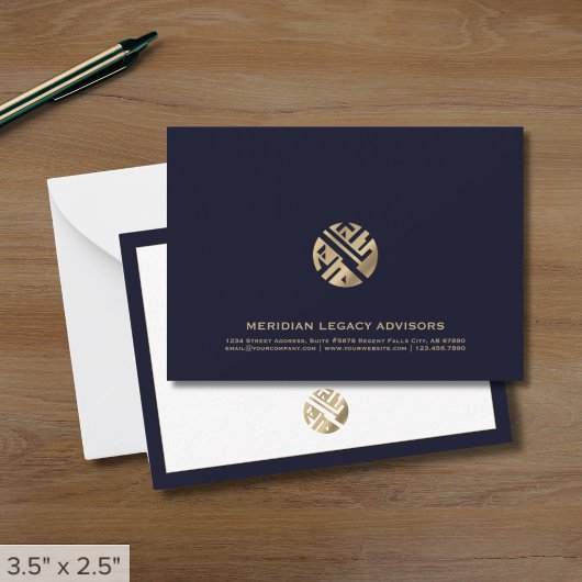 Moderne Blue and Gold Business Note Card Mitteilungskarte