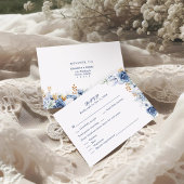 Moderne Blue and Gold Floral Wedding RSVP Card Dankeskarte