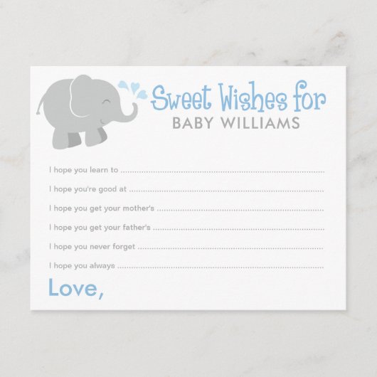 Moderne Blue and Gray Elephant Boy Baby Dusche (Vorderseite)
