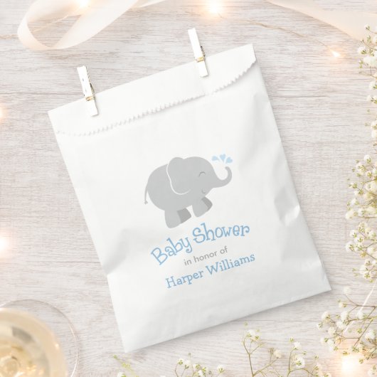Moderne Blue and Gray Elephant Boy Baby Dusche Geschenktütchen (Ausgeschnitten)