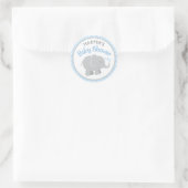 Moderne Blue and Gray Elephant Boy Baby Dusche Runder Aufkleber (Tasche)