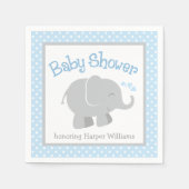 Moderne Blue and Gray Elephant Boy Baby Dusche Serviette (Vorderseite)