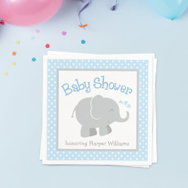Moderne Blue and Gray Elephant Boy Baby Dusche Serviette