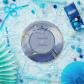 Moderne Blue Aqua Marble Wedding Pappteller (Party)